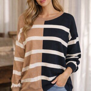 First Love Colorblock Striped Sweater – Size Medium